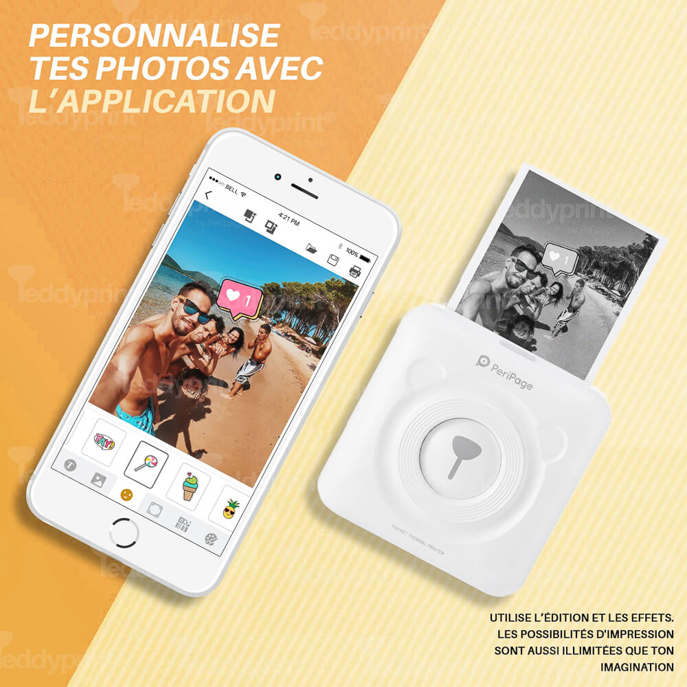 TEDDYPRINT® Imprimante Photo Portable Bluetooth Sans Encre